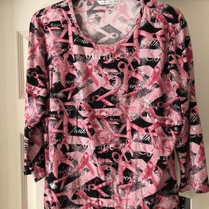Peter Nygard Pink/Black Cancer Awareness Top - XL